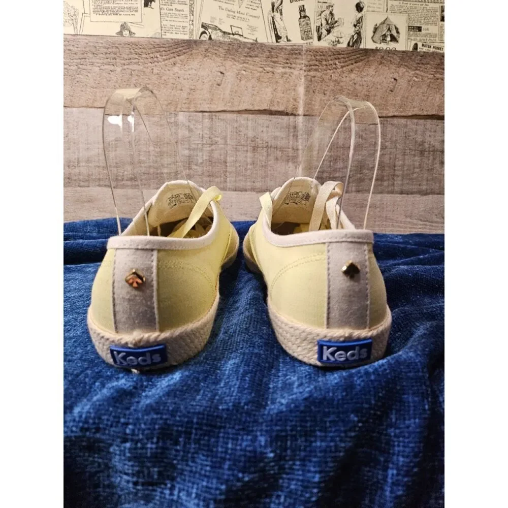 Kate Spade Keds Neon Yellow Canvas Espadrille 8.5 Shoes - Picture 3 of 6